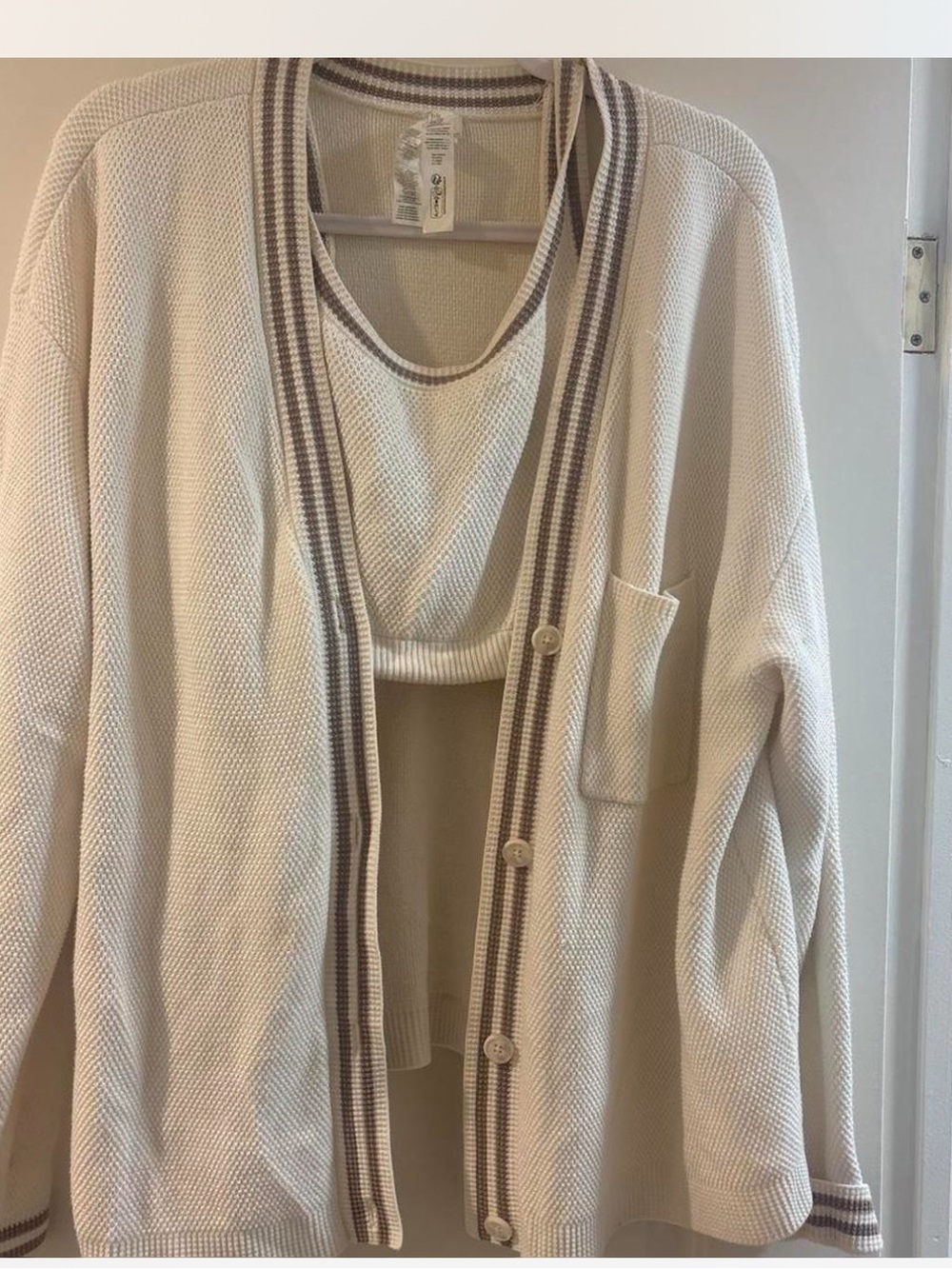 alo cardigan with matching under bra